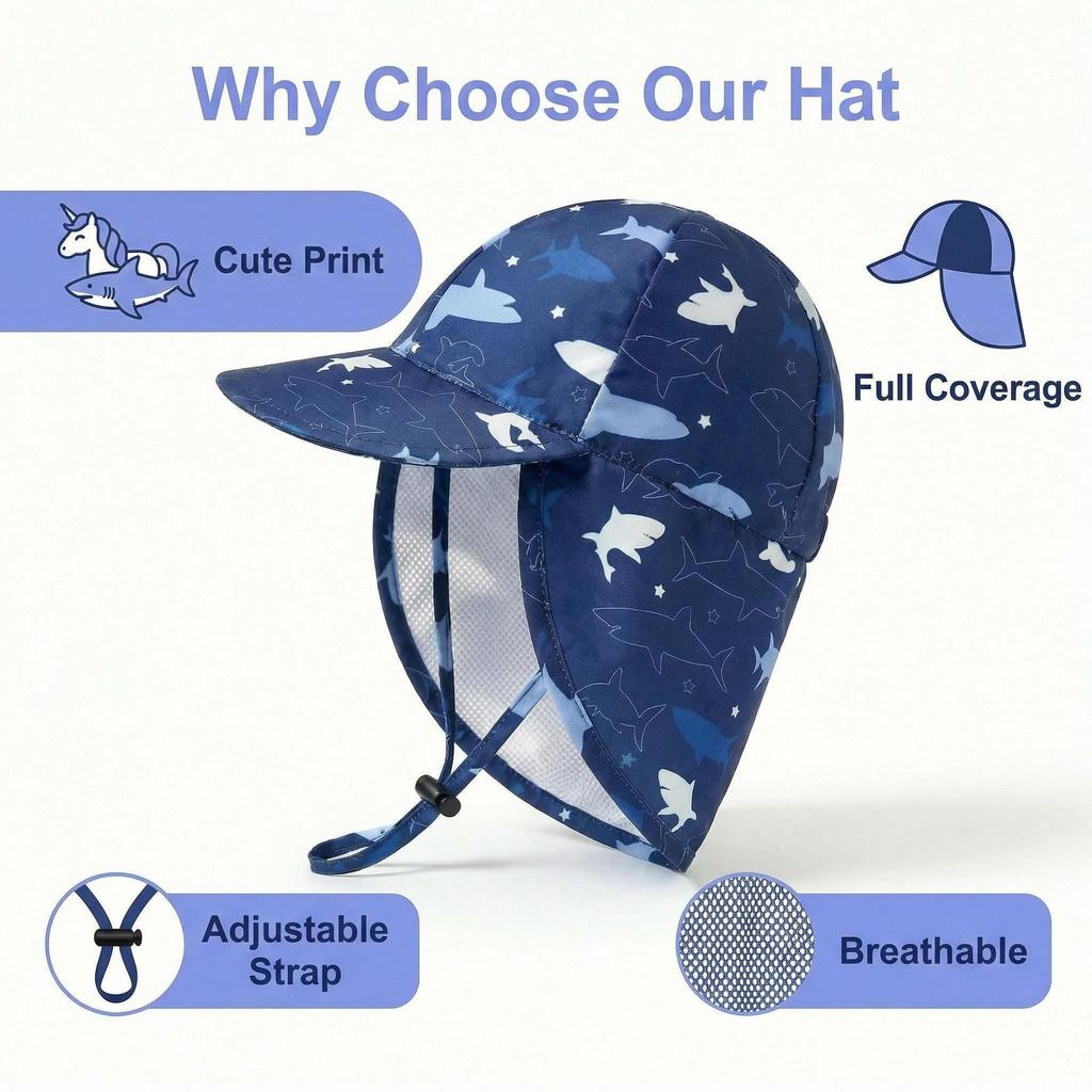 Kids' Quick-Dry Sun Hat with Neck Protection - Boys & Girls Baseball Cap for Outdoor Play