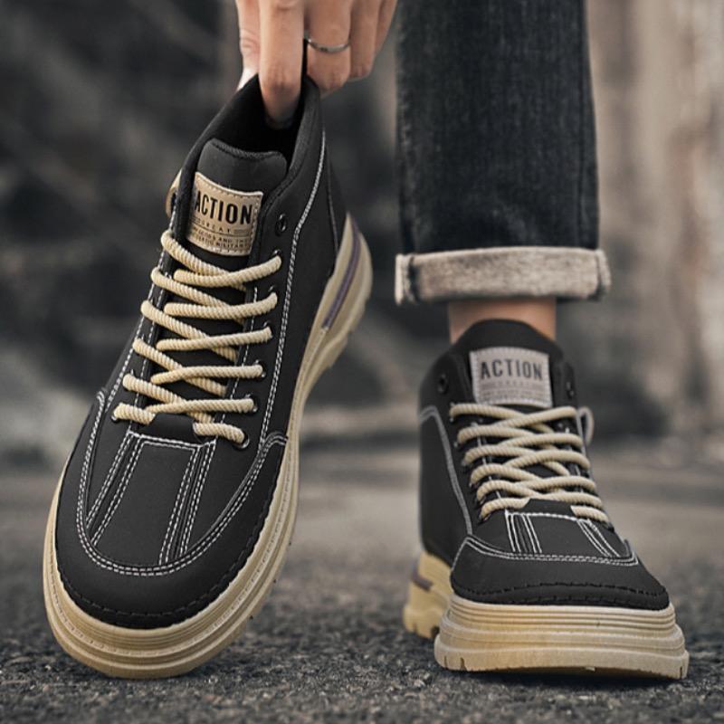 Mode Herrenstiefel Mode High Top Sneaker Designer Plateau Lässiger Stiefel Schnürstiefeletten für Herren Luxus Lederstiefel Botas Hombre