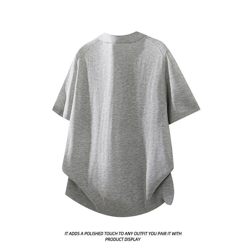 2026 Japanese Style Men's Knit Short Sleeve Summer Top - Loose Fit, Trendy and Versatile.