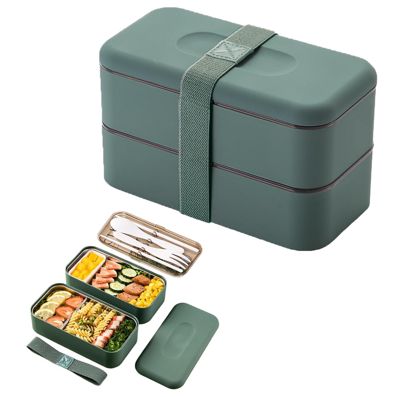 

Bento Box 2nd Floor 1120ml Large Capacity Stainless Steel Lunch Container Antibacterial Tableware Included Salad Box Included Adjustable Dividers