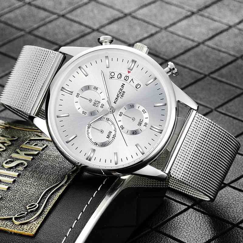 KIMSDUN Uhr Herren Top Marke Luxusuhr Herrenmode Netzarmband Sechs - Pixel Multifunktion Wasserdicht Kalender Quarz Tisch Studenten