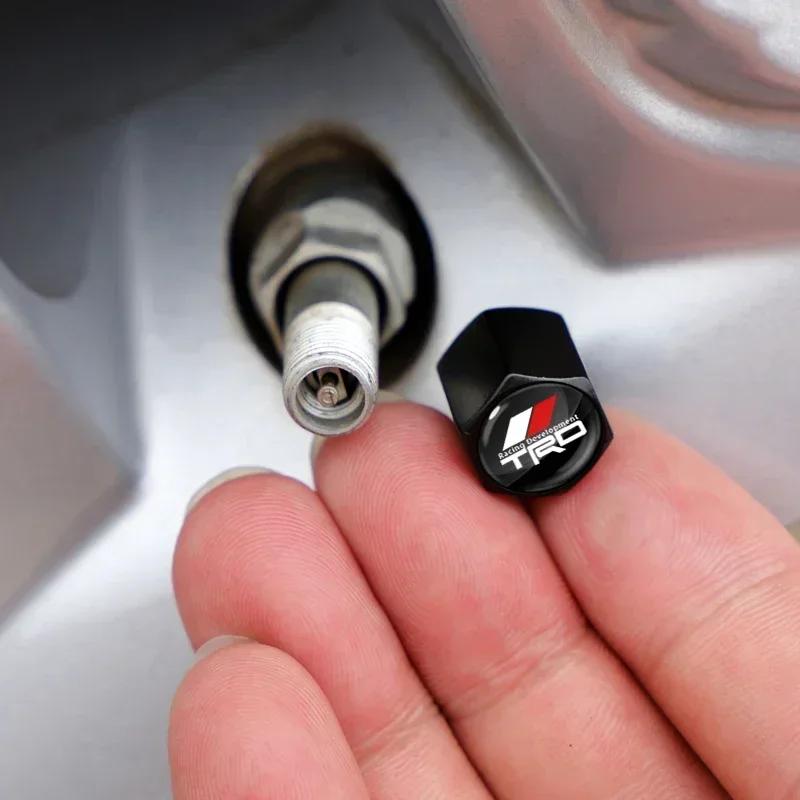 Car Badge Keychain Keyring With Tire Valve Cap Car Accessories For Toyota TRD Logo RAV4 Levin Reiz Corolla Chr Avensis Yaris