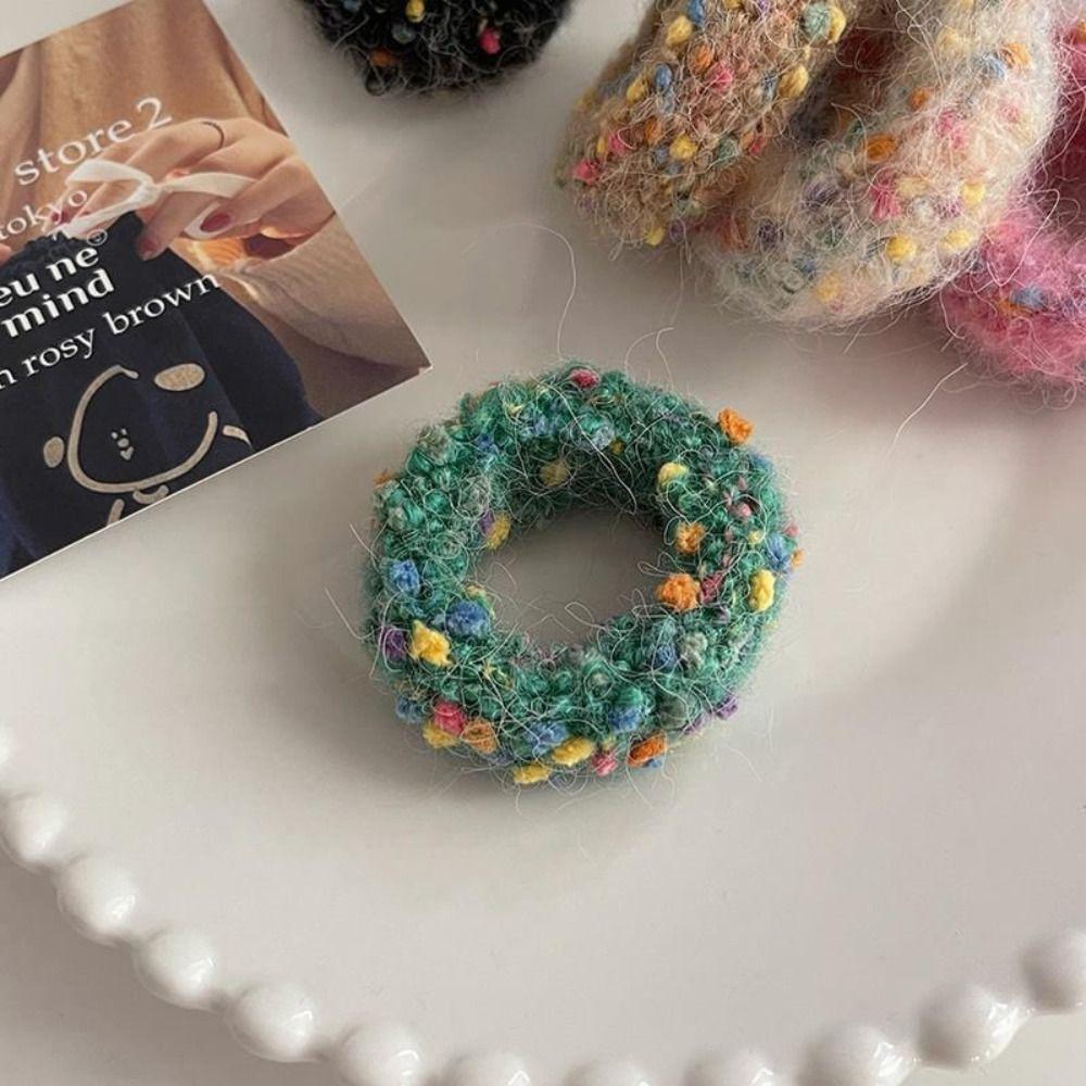 Colored Dot Soft Velvet Headband High Elastic Hair Scrunchie  Women Girl Hair Accessory