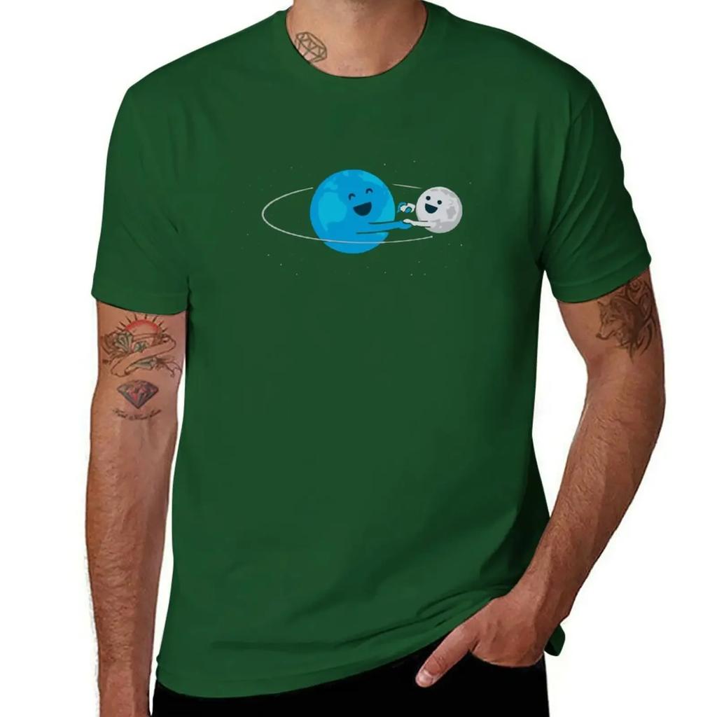 Earth and Moon Love T-Shirt Cotton Graphic Tees Shirts Graphic Tees Graphics Mens Funny T Shirts