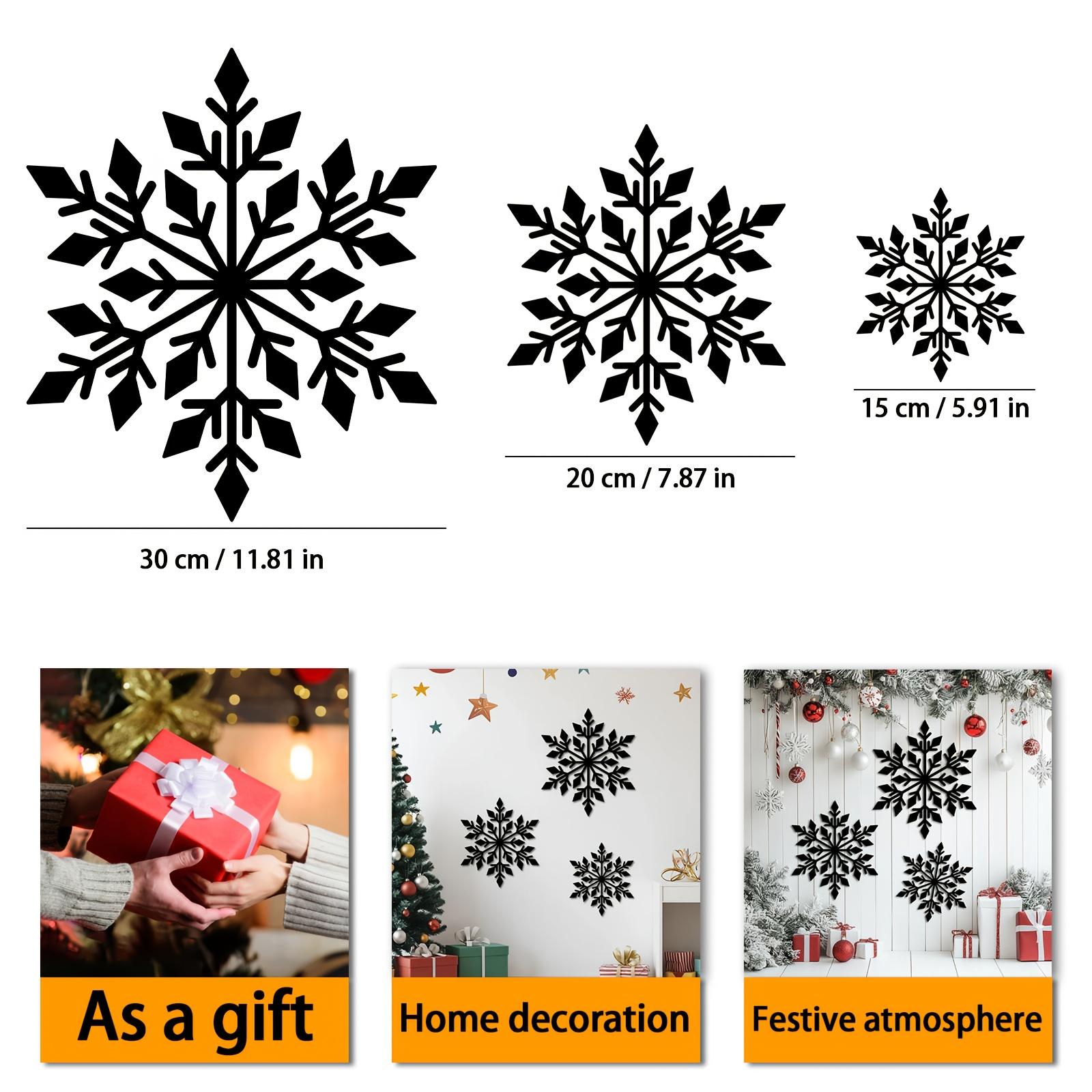

3pcs Metal Snowflake Christmas Wall Decor-Reusable,Matte Finish,Indoor/Outdoor Holiday Decoration with Red Ornaments,Greenery