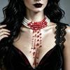 Multi-layer Dark Pearl & Rose Tassel Choker Necklace for Halloween