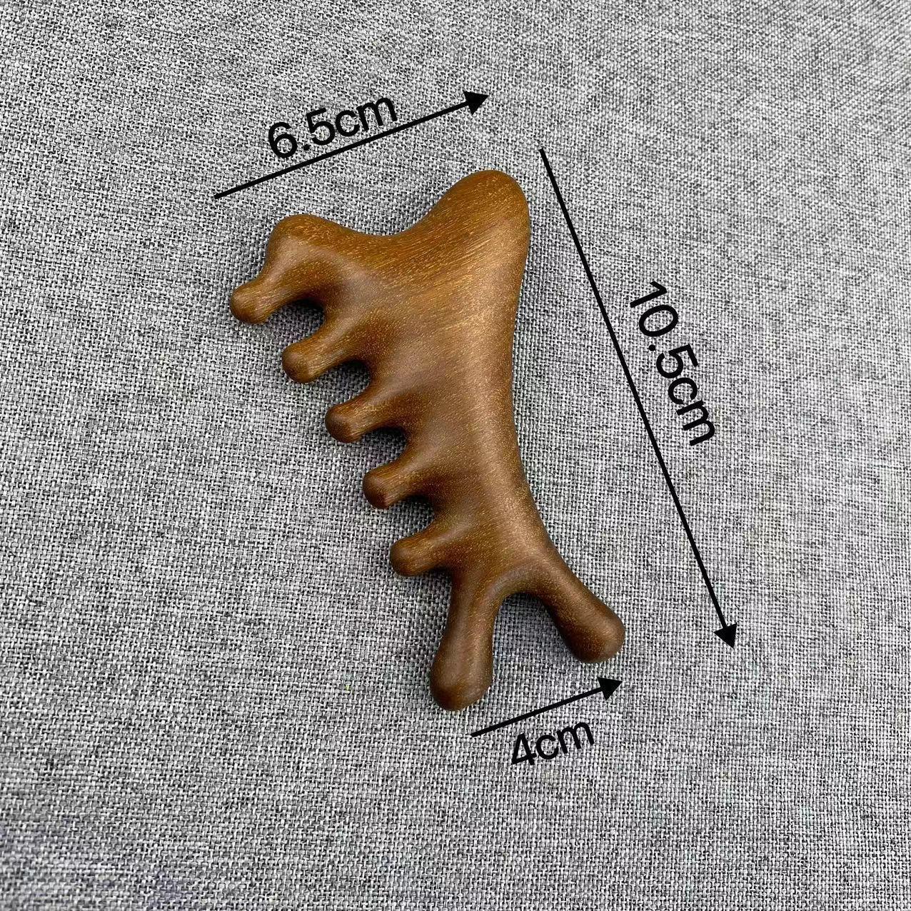 

Sandalwood Meridian Massage Comb: 4-in-1 Gua Sha, Scalp Massage, and Acupoint Pressure Tool.