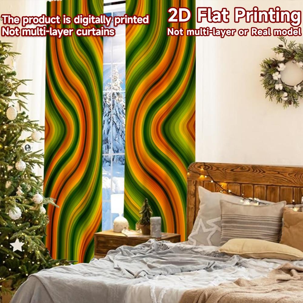 2 Stück, 2D-FLACHDRUCK Vorhänge (Ohne Stange) Retro Wellen Halloween Festival Mode Vorhänge Drucke Lichtfilternde Vorhänge