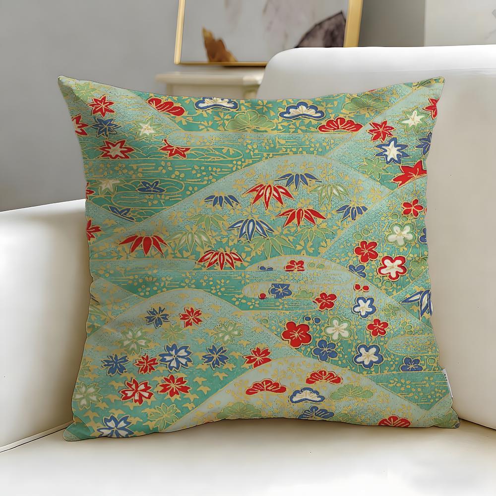 Pattern Japanese Style Pattern Cushion Cover Soft & Easy-Wash Pillow Case – Versatile for Couch, Bed, Travel and Office