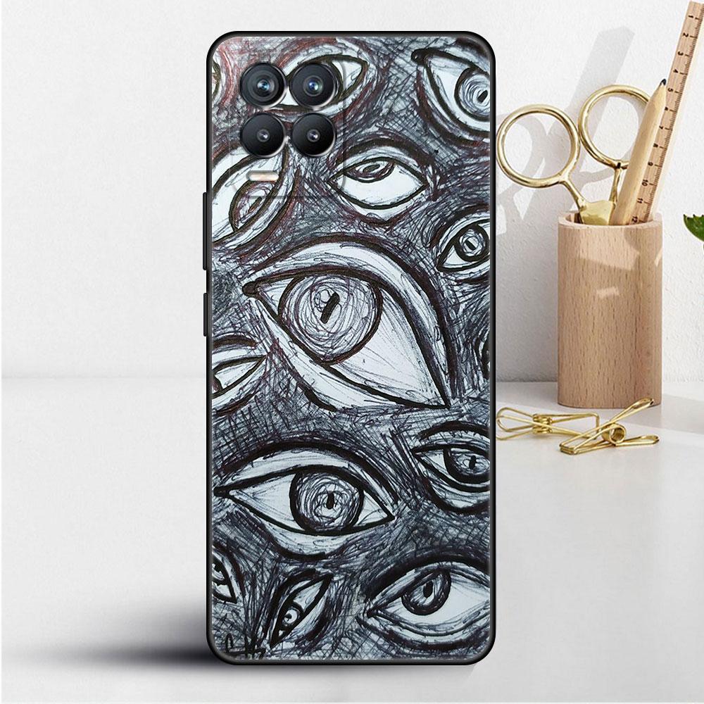 Case For Realme 8 C21y GT Neo 2 3 8i C21 7 C11 6 C12 C35 C3 GT 9 Pro C12 Master Funda Phone Cover Scary Face Eyes Smiley