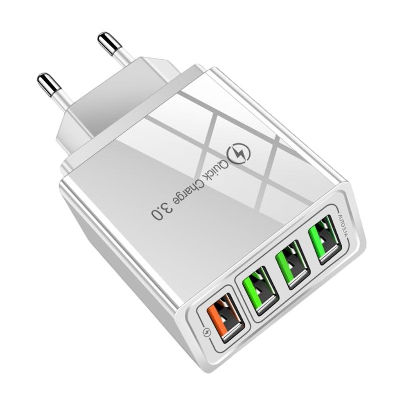 

USB Wall Charger MultiDevice Charging Station, 4USB Port With Quick Charge3.0,Wide Compatibility, Lightweight & Portable білий