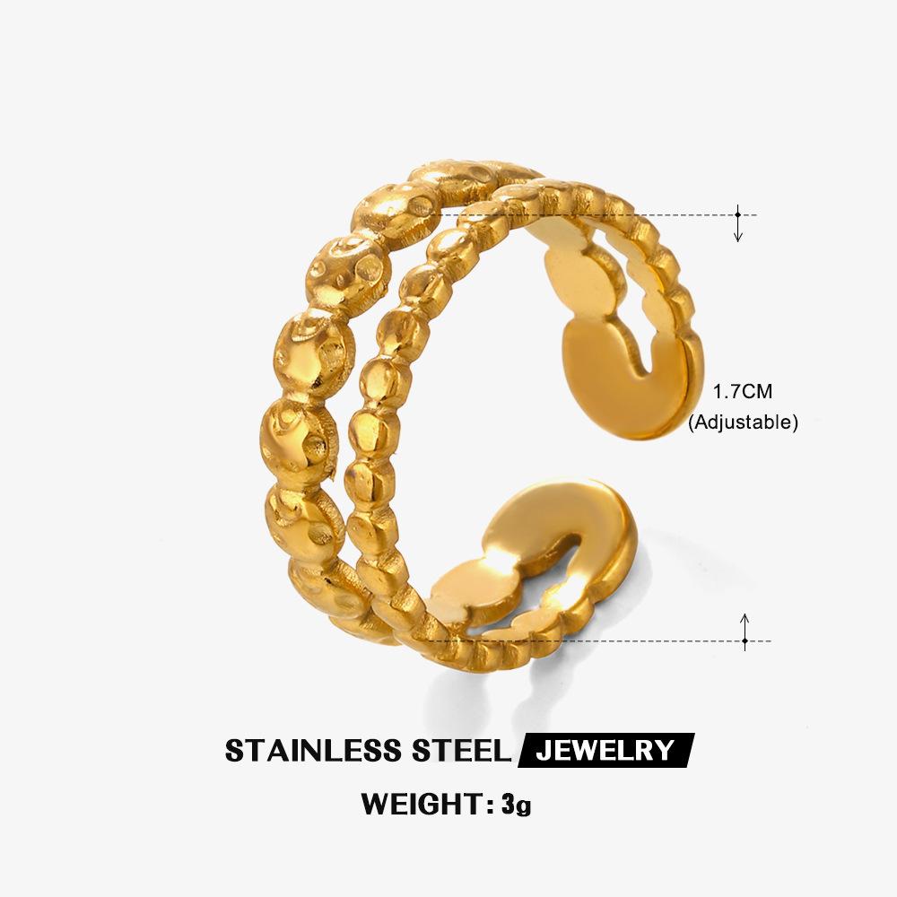 Simple Line Design Ring Woman Fashionable Opening Adjustable Zircon Stainless Steel Hammer Patterned Titanium Steel Rings resizable