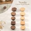 Nordic Style Cabinet Knob Handle Wooden Solid Wood Wardrobe Drawer Handles Round Square Lockers Knob Handle Cabinet Doors