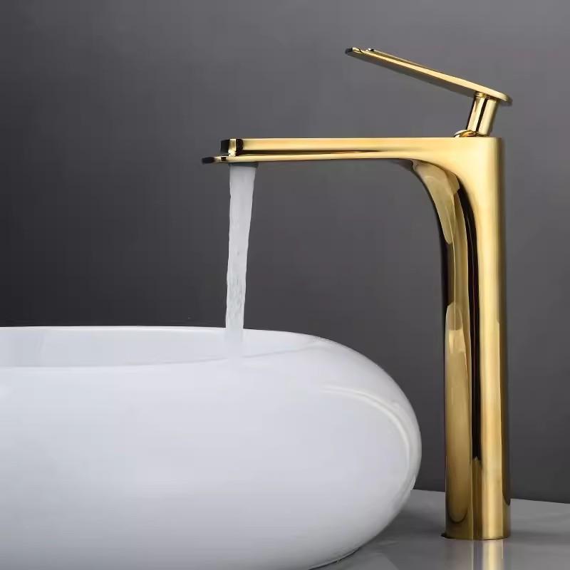Tuqiu Gold Bathroom Faucet Black Basin Faucets White Gold Sink Mixer Tap Hot & Cold Deck Mounted Grey Lavatory Crane Water Tap