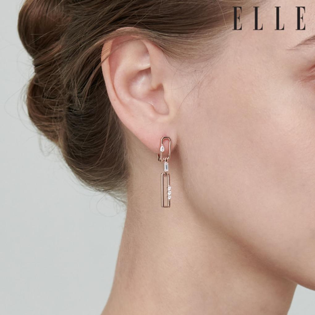 14K Square Cubic Drop Earrings (Gold Pin) ELGPEE389