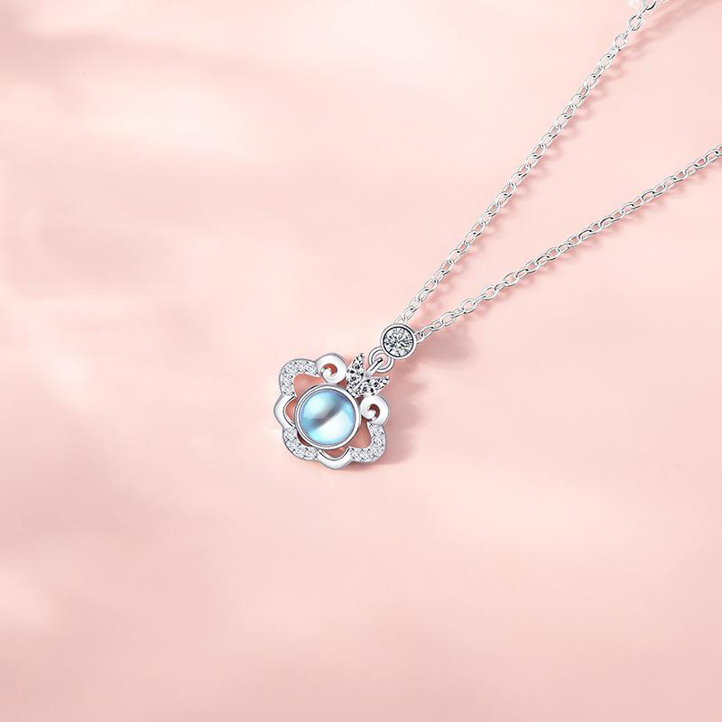 Light Luxury National Style Safety Lock Necklace Femininity Niche Fashion Commuting New Chinese Style Long Life Lock Stainless Steel Collarbone Chain