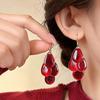 Exquisite Wine Red Petal Pendant Earrings for Women Girls Fashion Long Tassel Droplet Shaped Ear Hook Earrings Jewelry Gifts