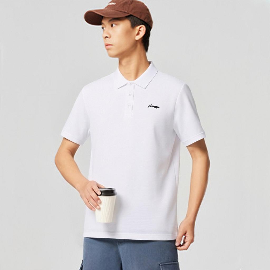 Li-Ning Fashionable Casual Breathable Short Sleeve Polo Shirt Men tops White APLW511-1