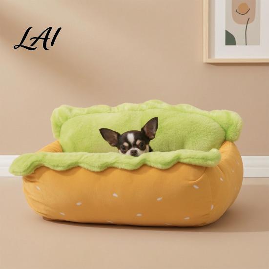 Removable Cover Pet Nest Hot Dog Bed Cozy Cute Washable Comfortable Dachshund Bed Mat Soft Plush for Small Dogs Cats Decorative Living Room