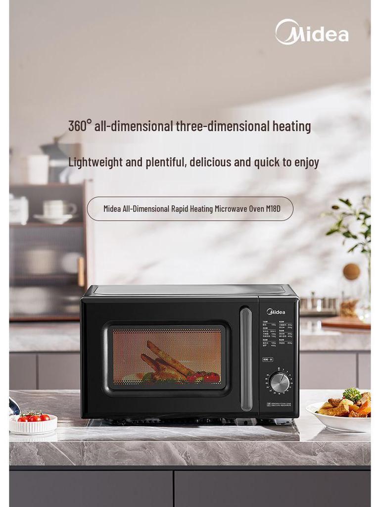 Midea 20L Microwave Oven - 700W, Easy Knob Control, Turntable, Even Heating, Model M18D