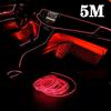 Red 5M LED Car Interior Decor Atmosphere Wire Strip Light Lamp Car Accessories