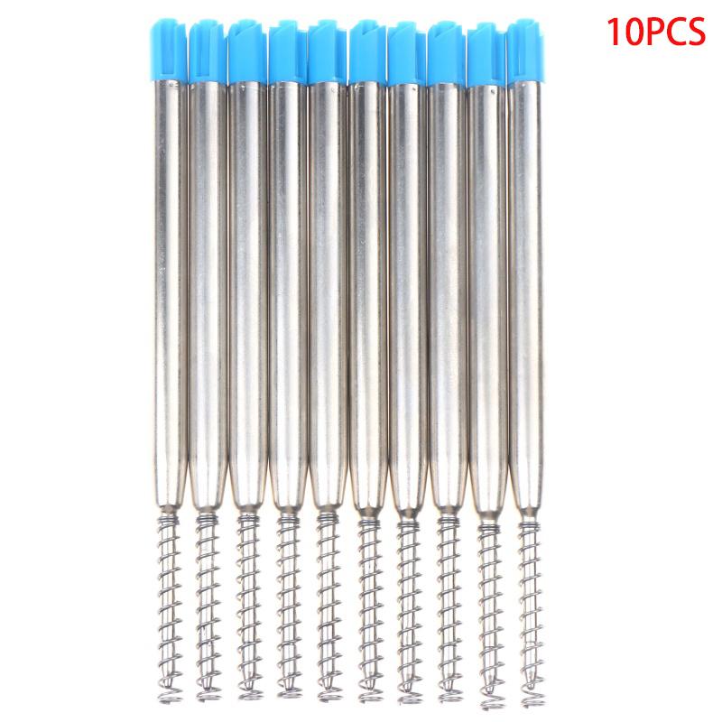 New 10pcs G2 Ballpoint Pen Refills 1mm Medium Point With Spring Universal Metal Steel Pipe Black/Blue Replacement Refills