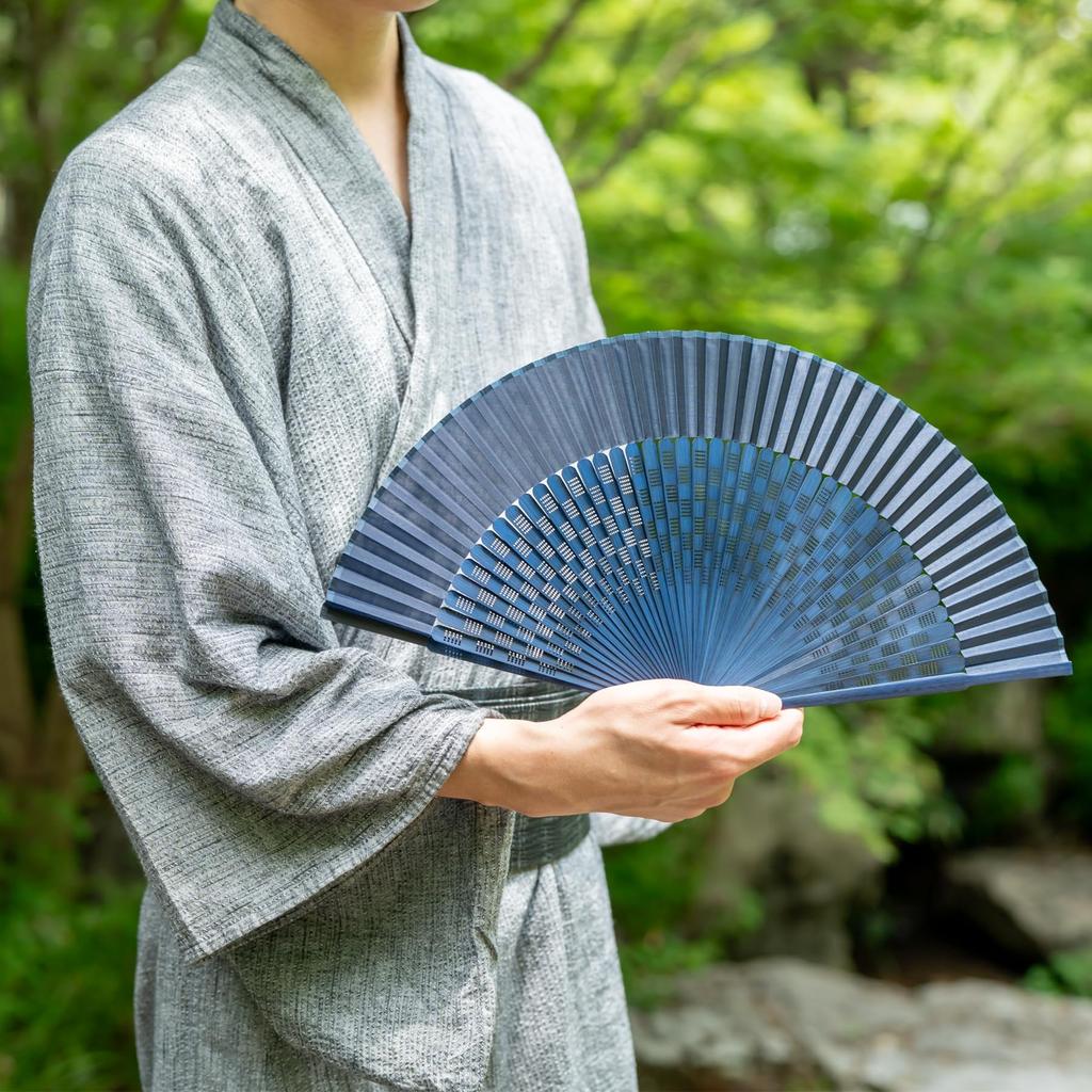 Noshi Box Checkered Navy Blue [Keichido] Fan, Frame, xin02,