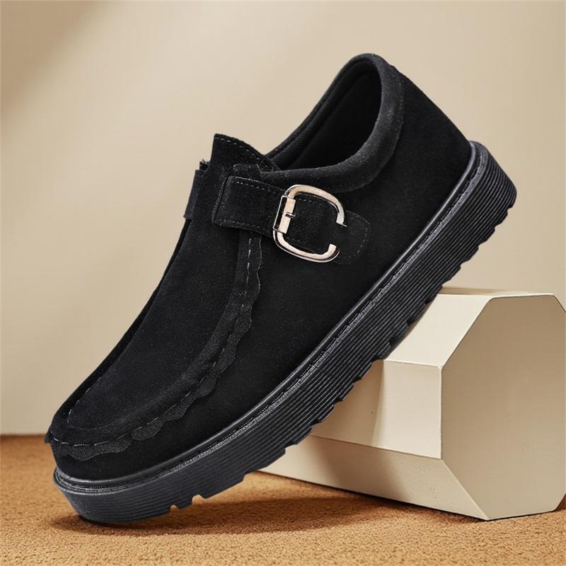 Men's Beige Suede Casual Loafers in Large Sizes Comfortable Thick Soled Non Slip Walking Shoes Fashionable and Trendy Shoes 2025