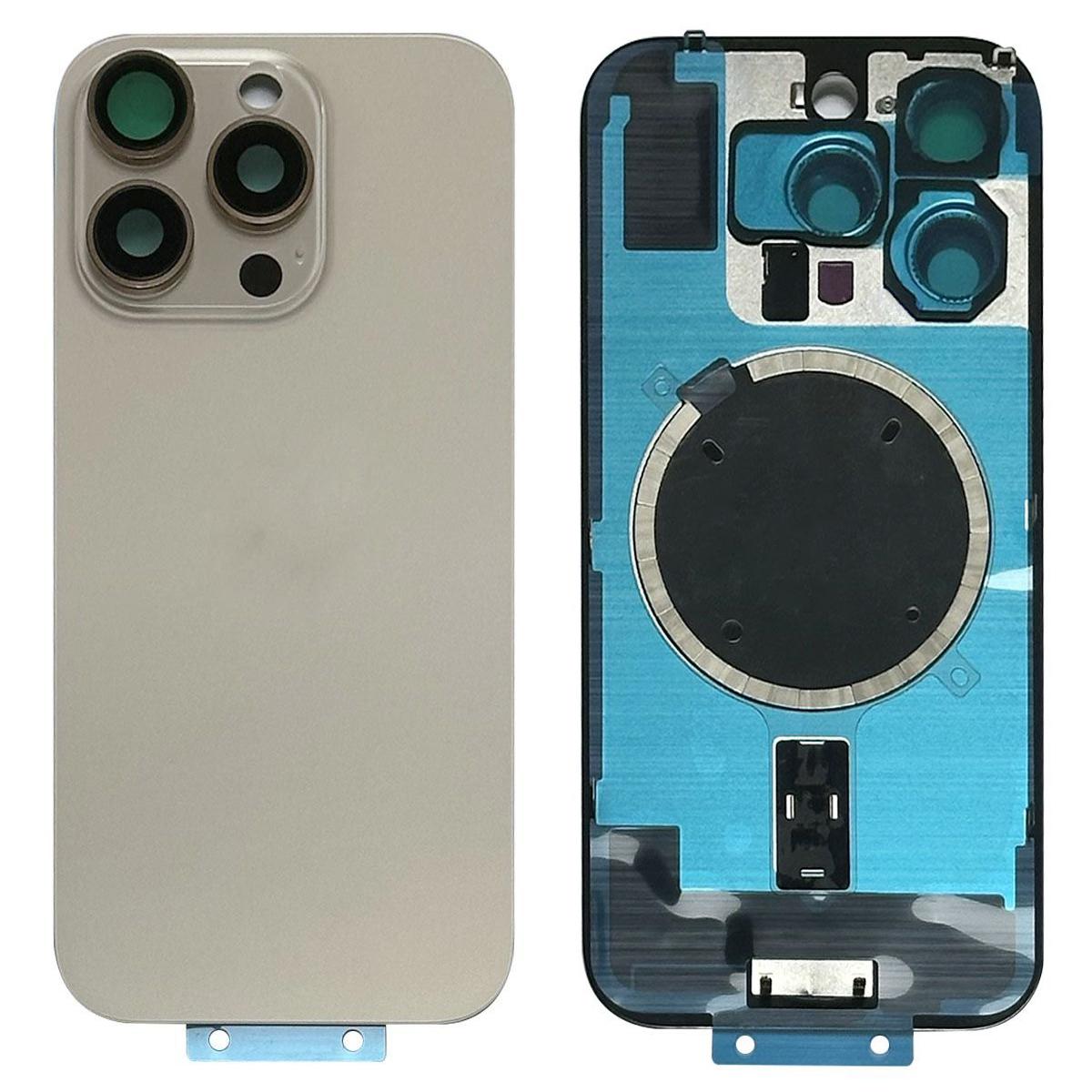 

Для iPhone 16 Pro Max Корпус батареї з кронштейном+Кришка об єктива камери+Магнітне кільце Запасна частина Gold