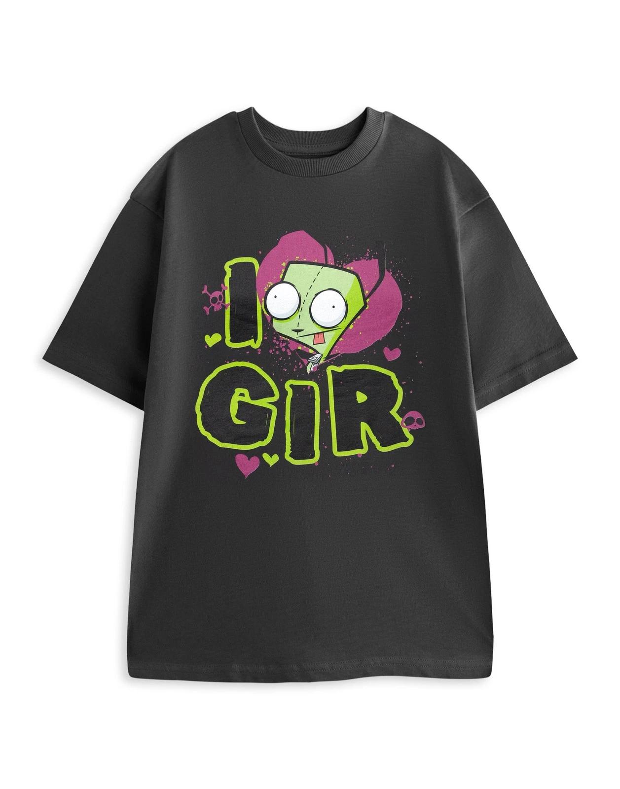 Invader Zim Grey I Love Gir Short Sleeved 100% Cotton T-shirt Mens Tees Top Mens S