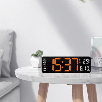 Digitals Wall Clock Date Week Mounted Indoor Temperature USB Mute with Remote Control LED
