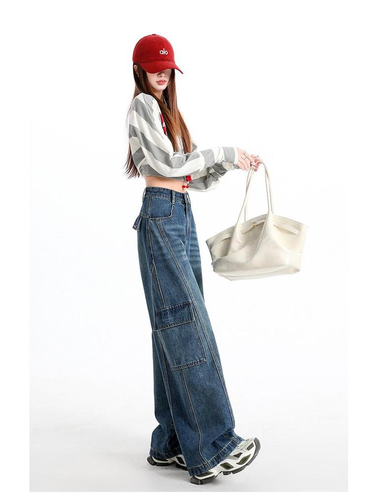 Women's Retro Light Blue Wide-Leg Jeans - Slimming Loose Fit (Spring 2026 Collection)