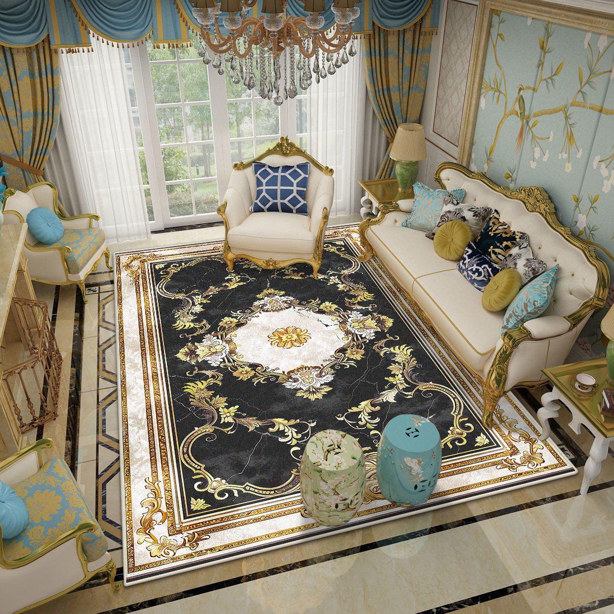 

Luxury Carpet Large Area Non Slip Washable Rug for Living Room Bedroom Europe America Home Decoration Floor Mat 60*90cm