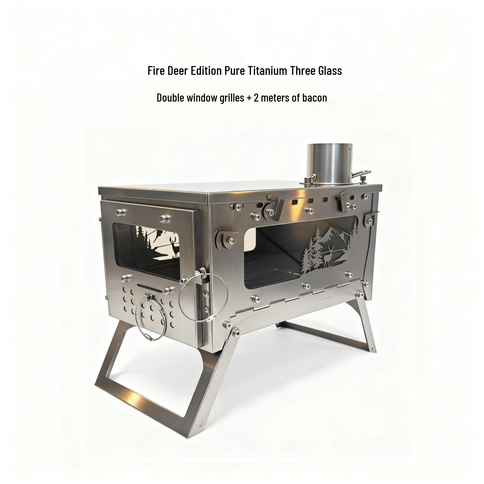 Portable Outdoor Folding Titanium Wood Tent Stove for Camping