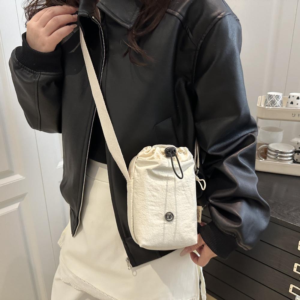 Multifunctional Drawstring Small Square Bag Zipper Water Bottle Bag Single Shoulder Bag  Girls
