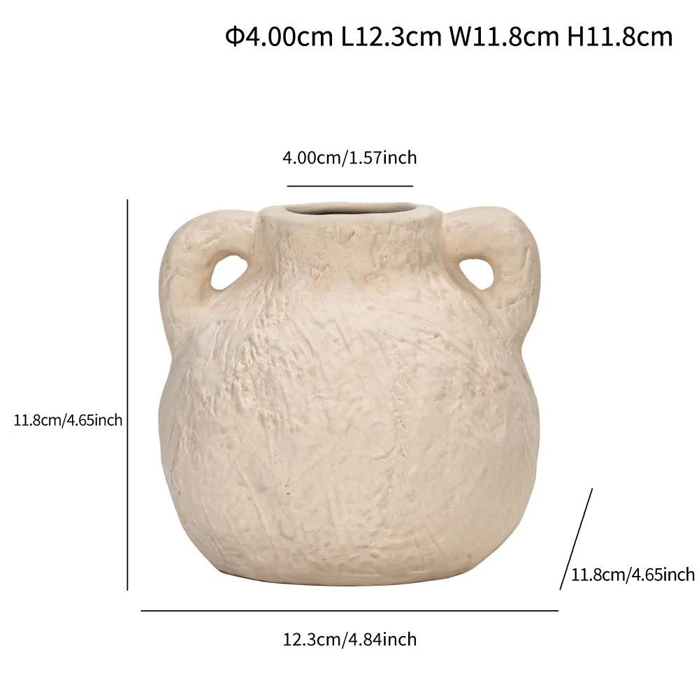 

White Ceramic Mini Bud Vase Stone Like Small Flower Pot Home Room Interior Decoration Book Shelf Desktop Mantel Decor Gifts