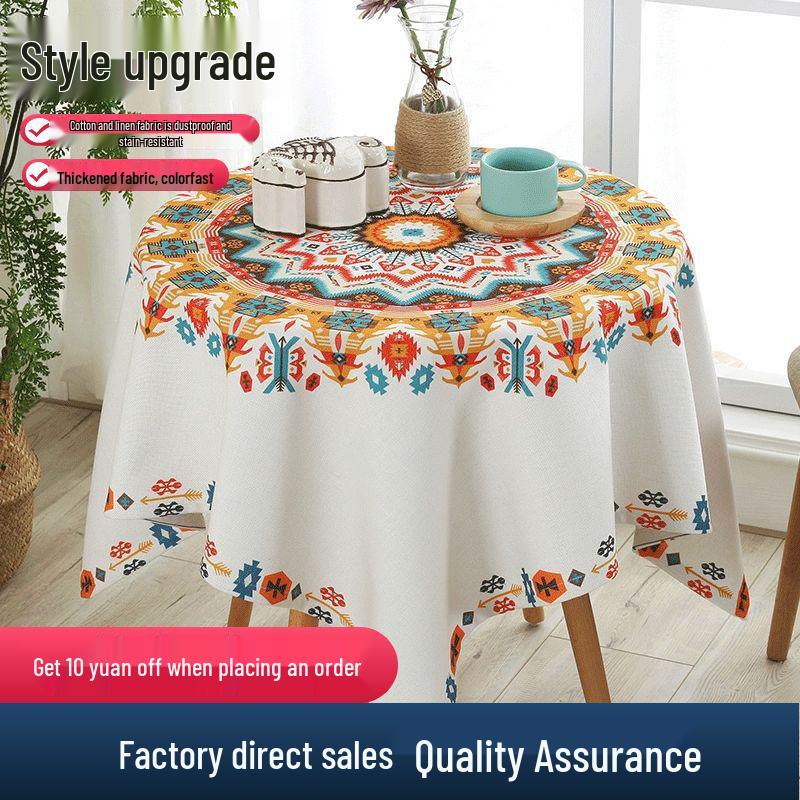 2026 Thickened Heat-Resistant Cotton-Linen Tablecloth: Dustproof for Rectangular, Coffee, Small Round & Square Tables.