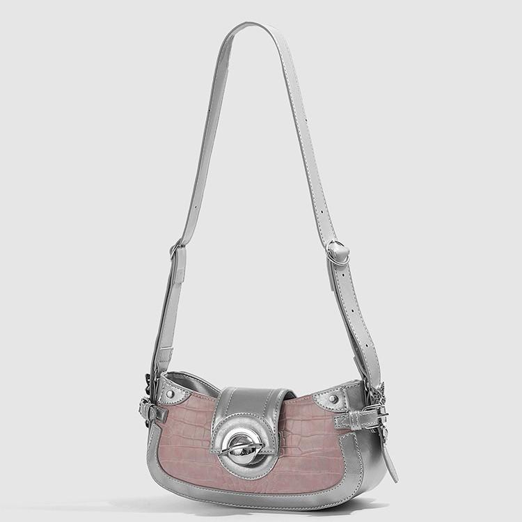 2025 New Sweet Cool Spicy Girl Motorcycle Bag Fashion Commuter Shoulder Underarm Bag High-Quality Texture Crossbody Bag Trendy