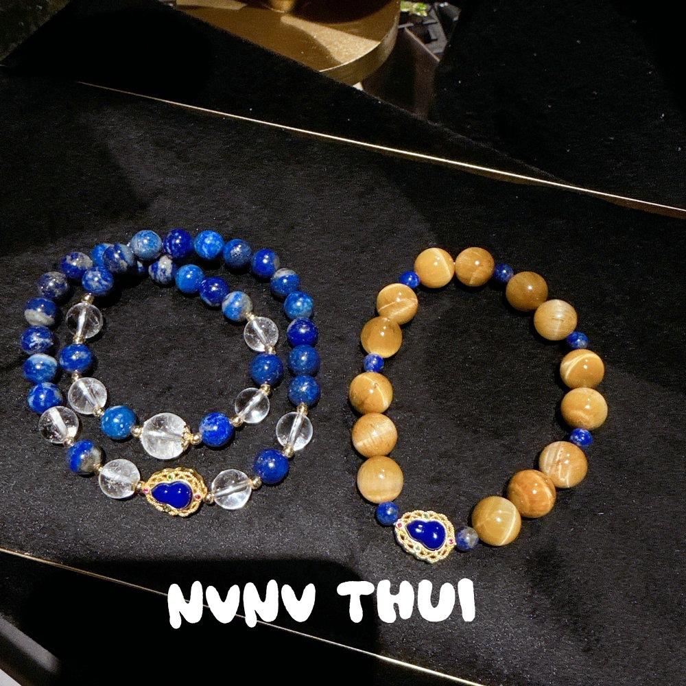 Ancient Flower Silk, Colorful Tiger'S Eye Stone, Gourd Gemstone Bracelet, New Chinese Style, Lapis Lazuli Fulu Flower God Bracelet Stacked And Worn.