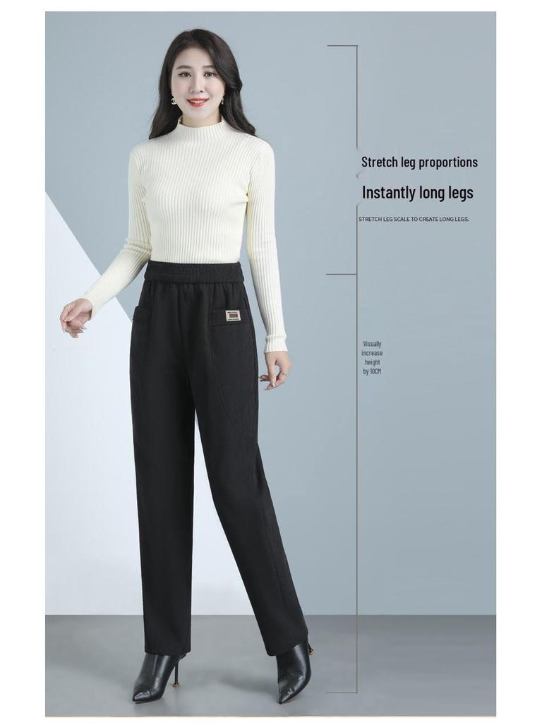 Extra-Warm Fleece Trousers for Middle-Aged and Elderly Women - Winter-Ready, Thickened Cotton, Plus Size