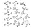 Stainless Steel Zirconia Threaded Ear Studs and Stainless Steel Piercing Ear Bone Pins Set