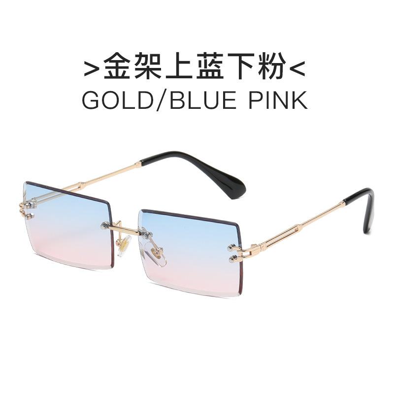 New Vintage Fashion Sunglasses Rimless Frameless Rectangle Shades Gradient Uv400 Summer Traveling Sun Glasses For Women
