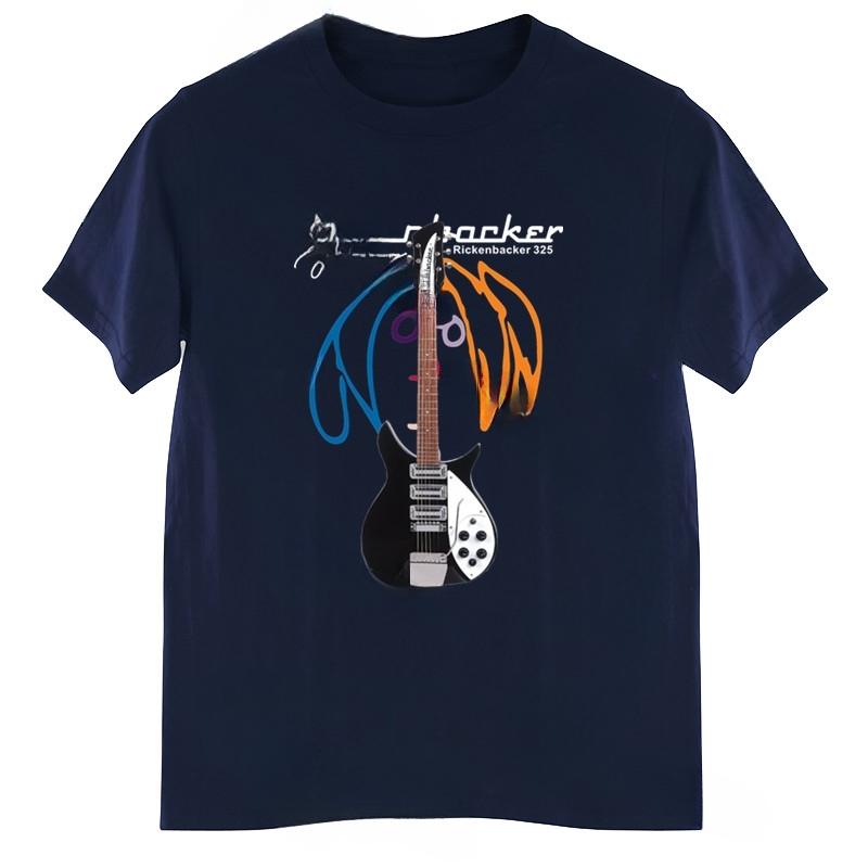 Cheavyweight streetwear anime  clothes New Arrived Mens t shirt Rickenbacke Guitar Bigger Size Homme Black T-shirt man top tees
