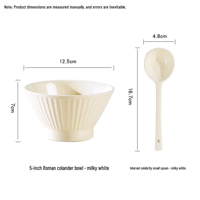 Set of 6 Cream-Colored 5-Inch Creative Rice and Soup Bowls - New Trendy Design