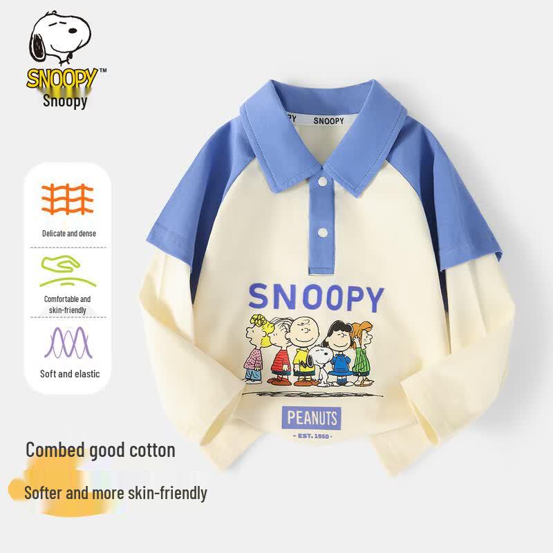 

Snoopy Boys Long Sleeve Faux Two-Piece Polo T-Shirt 120