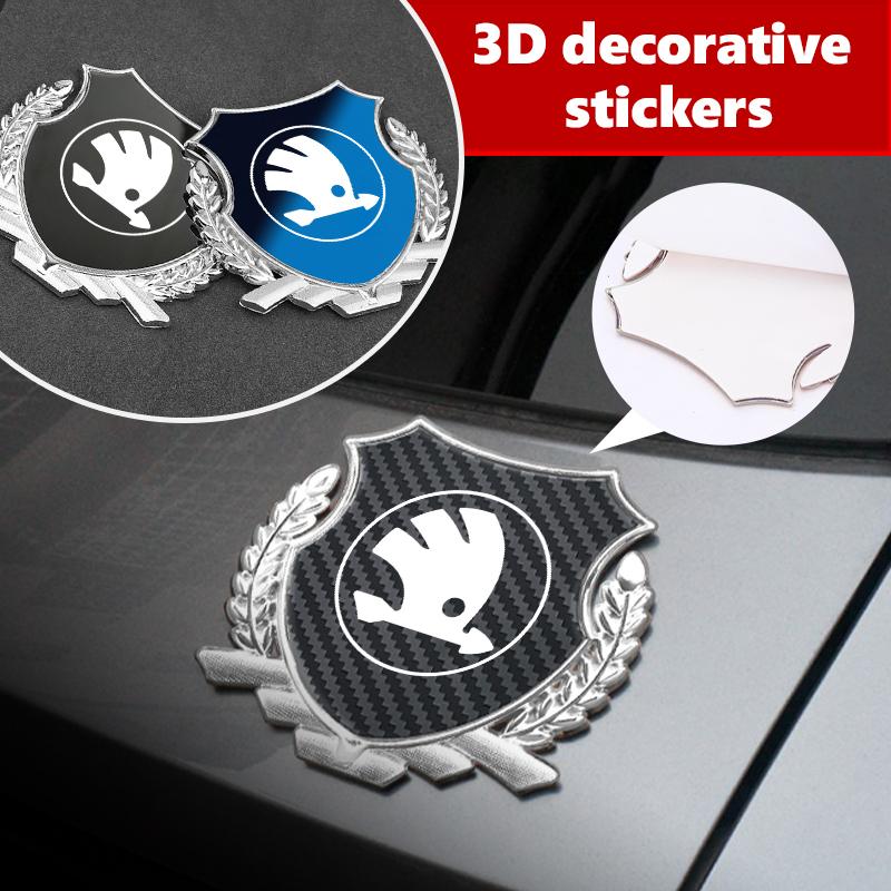 OENU7 For Skoda 3D Metal Car Side Body Trunk Stickers Emblem Badge Decal Accessories VRS Superb Yeti Octavia Enyaq Rapid Karoq