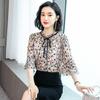 New Summer Floral Chiffon Top Women Short Sleeve Shirt Spring Fashion Blouse