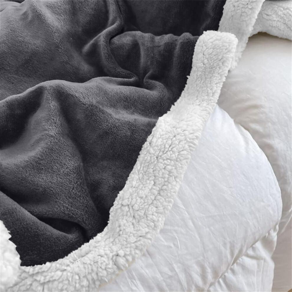 (Super King, Grigio) Coperta Pesante Spessa Copriletto Singolo Doppio King Size-Calda Soffice per Inverni Estremi