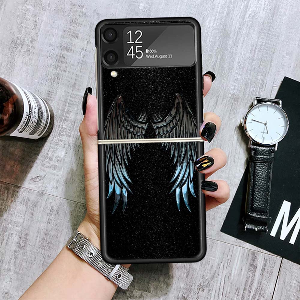 Angel Wings Feather Cases For Samsung Galaxy Z Flip 4 5 6 7 3 Z Flip7 Flip6 Flip4 Flip5 Flip3 5G Hard Shockproof Fundas Cover Ga