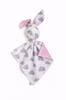 Doudou Bunny Cuddly Toy Double-Sided Cotton and Minky - Gray Clouds - Pink